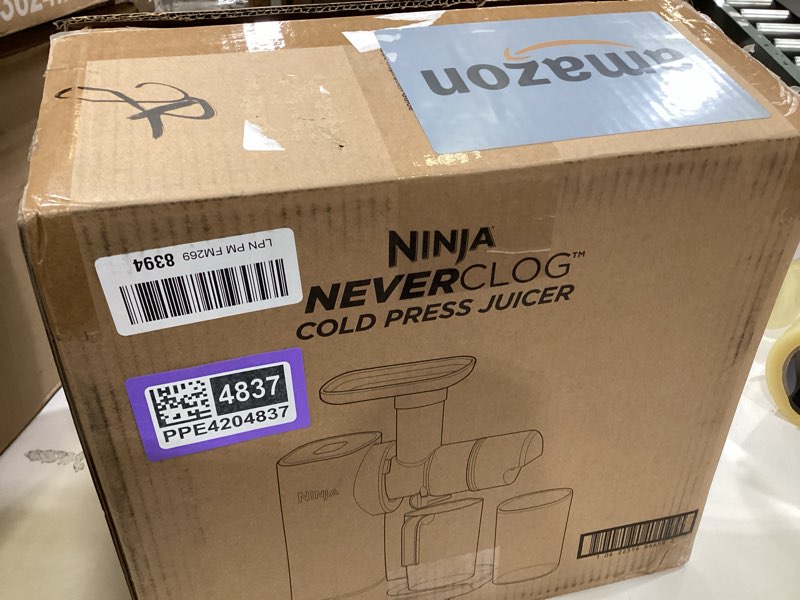 Condition photo showing Good Condition for ninja neverclog cold press juicer, powerful slow juicer with total pulp control, countertop, electric, 2 pulp functions, dishwasher safe, 2nd generation, steam gray, jc151sl
