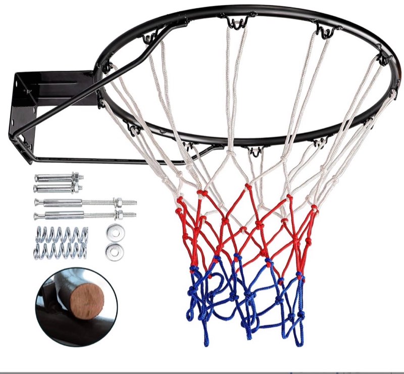 Dripex Solid Basketball Rim 18" Replacement Breakaway Wall Mounted Outdoor Heavy Duty Solid Steel 18