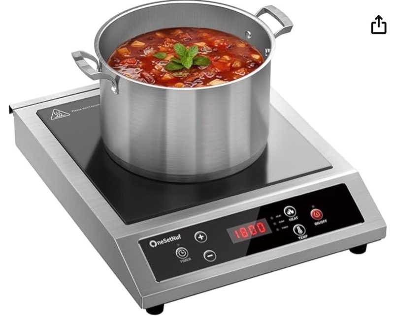 Stainless Steel Induction Cooktop, Professional-Grade Portable Induction Cooker with Precise Tempera