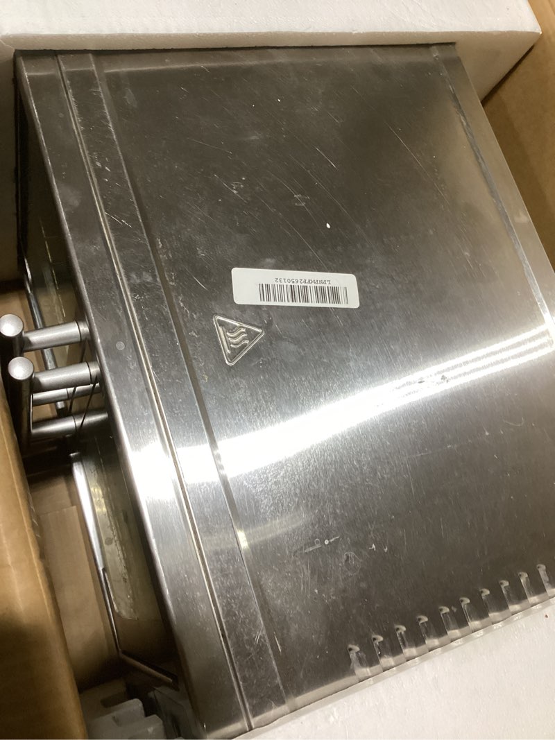 Condition photo showing As Is for Oster Air Fryer Oven 10-in-1 Countertop Toaster Oven with XL Capacity & French Doors, Stainless Steel Silver