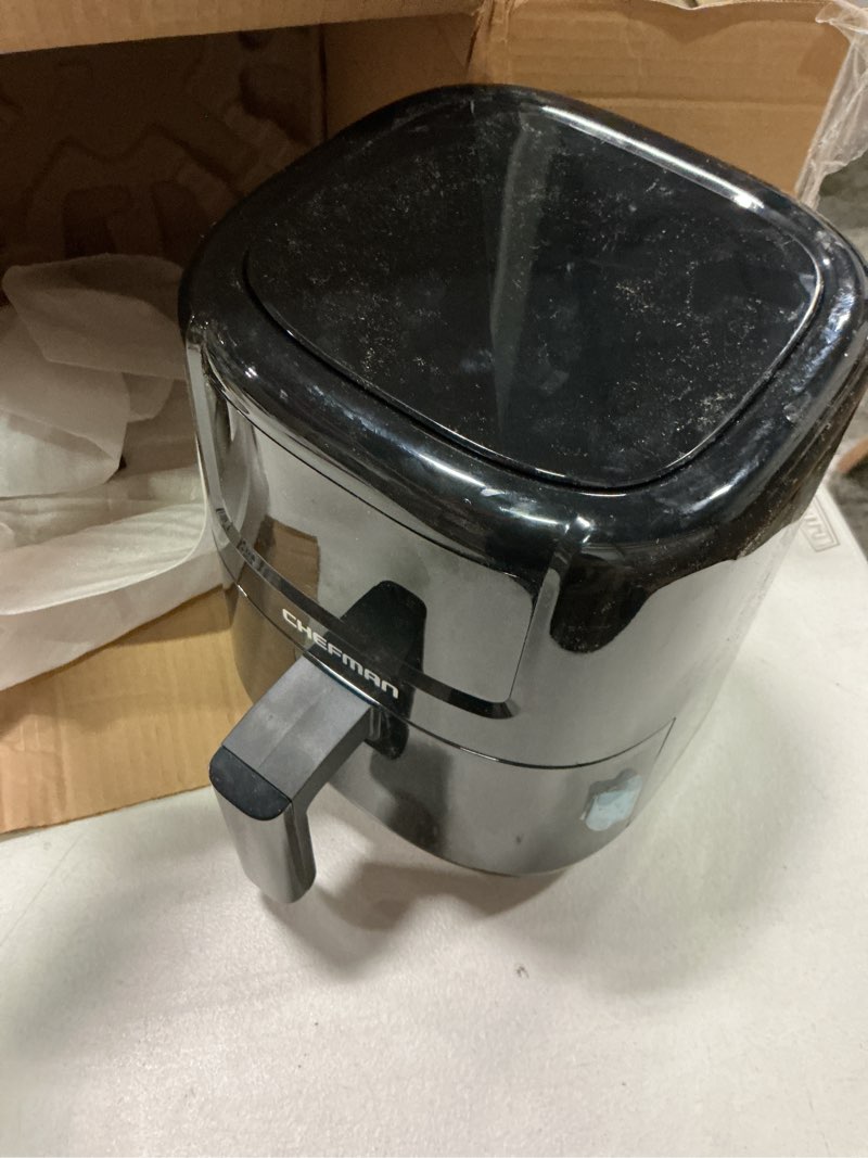 Condition photo showing Good Condition for chefman 2 qt mini air fryer – digital space-saving compact air fryer with nonstick and dishwasher safe basket, quick & easy meals in minutes, features digital timer and shake reminder – black 2 quart black
