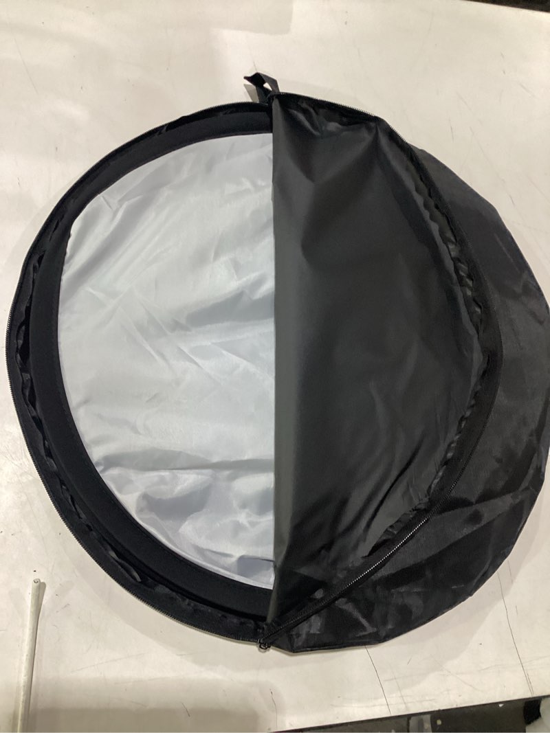 Condition photo showing Good Condition for croblissful 5×3.3 ft(1.5mx1m) collapsible backdrop, portable 2 in 1 black and white backgrounds with carrying bag, reversible collapsible photography reflector for studio, video & live streaming