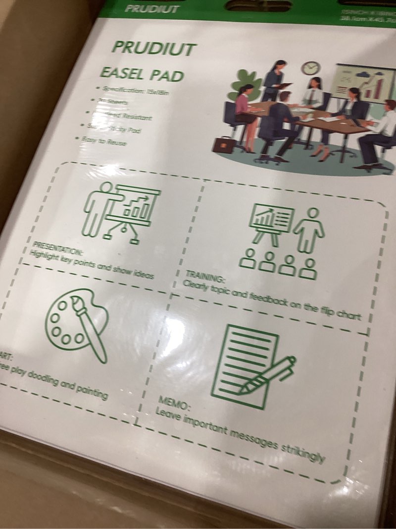 Condition photo showing Good Condition for Prudiut 3 Pack Sticky Easel Pads, 15 x 18 Inches Flip Chart Paper Large White Sticky Notes Wall Pads Self Stick Chart Paper for Teachers, 30 Sheets/Pad