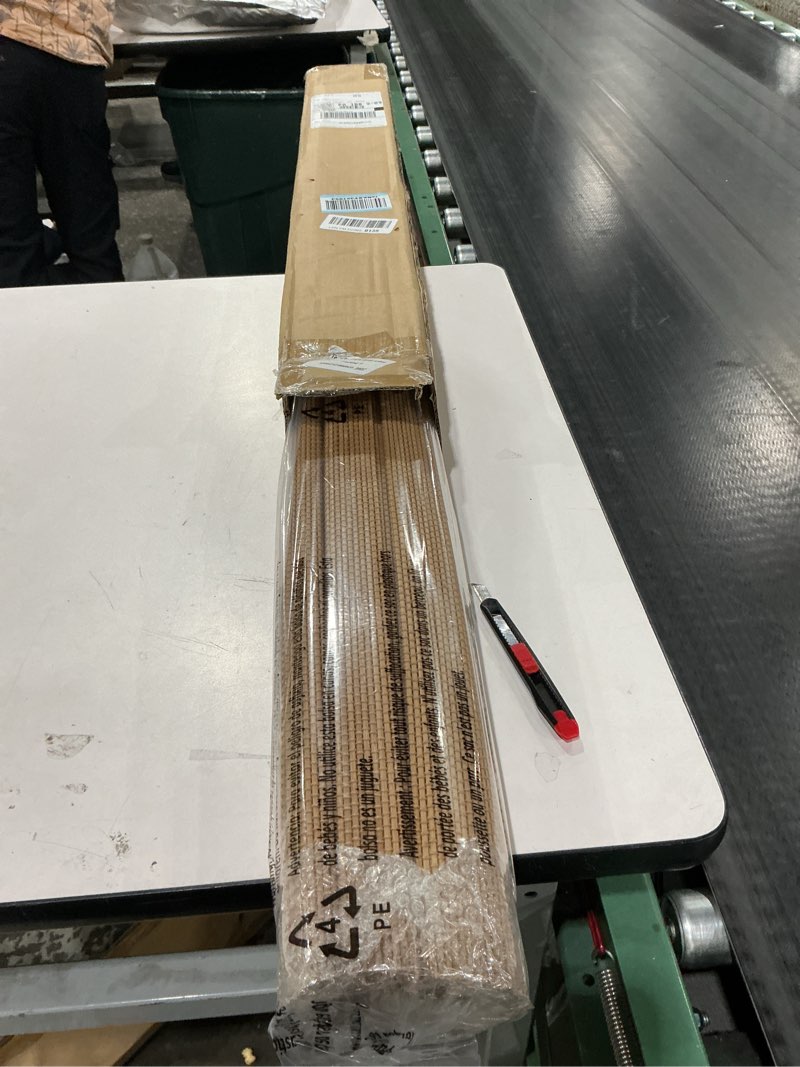 Condition photo showing New/Like New for NO Drill Cordless Bamboo Roman Shades, Windows Size 36" W × 64" H - Carbonized Carbonized 36" W × 64" H?Window Size?