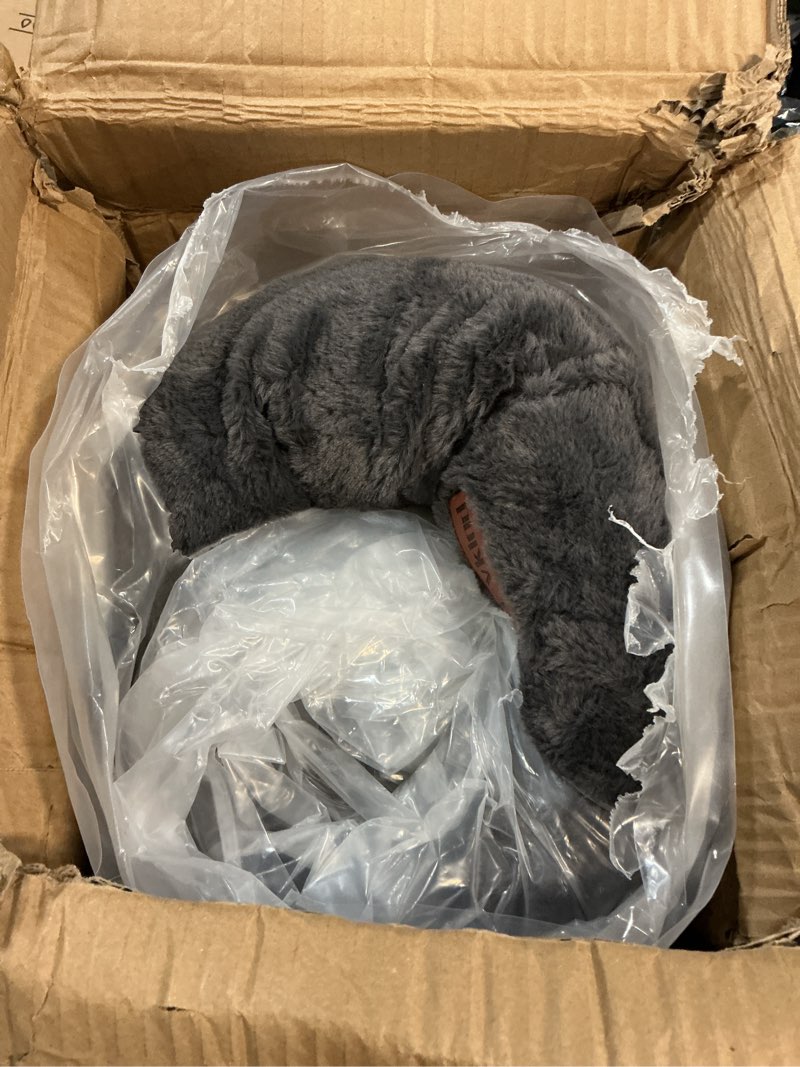 Condition photo showing Good Condition for human dog bed for adults, 73"x56"x12" washable orthopedic size, faux fur removable, cozy large present with blanket and pillow, dark grey 73"l×56"w×12"th dark grey