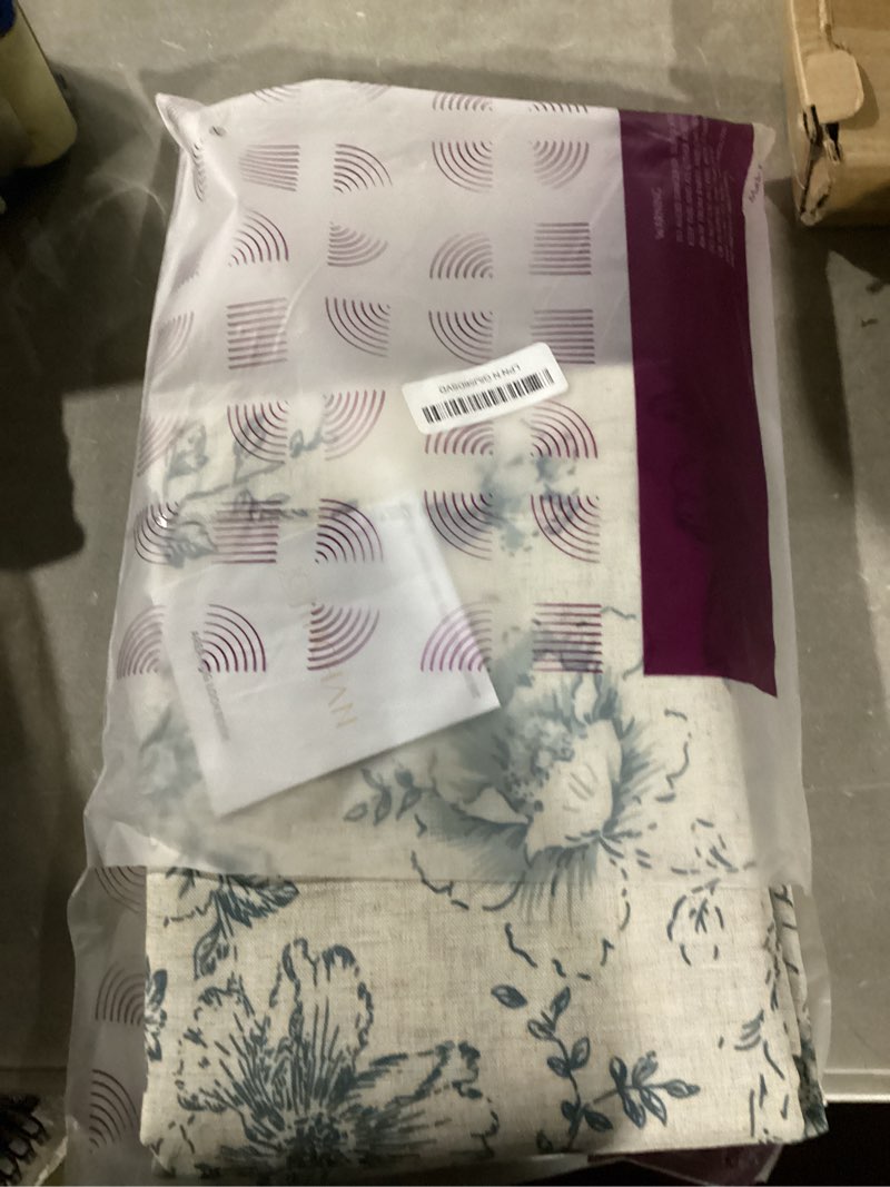 Condition photo showing Good Condition for jinchan Linen Floral Curtains for Living Room with Printed Flower 84 Inches Long Light Filtering Farmhouse Window Treatment Vintage Drapes Back Tab Rod Pocket 2 Panels Green on Beige 50"W x 84"L (Pack of 2) Linen Green on Beige