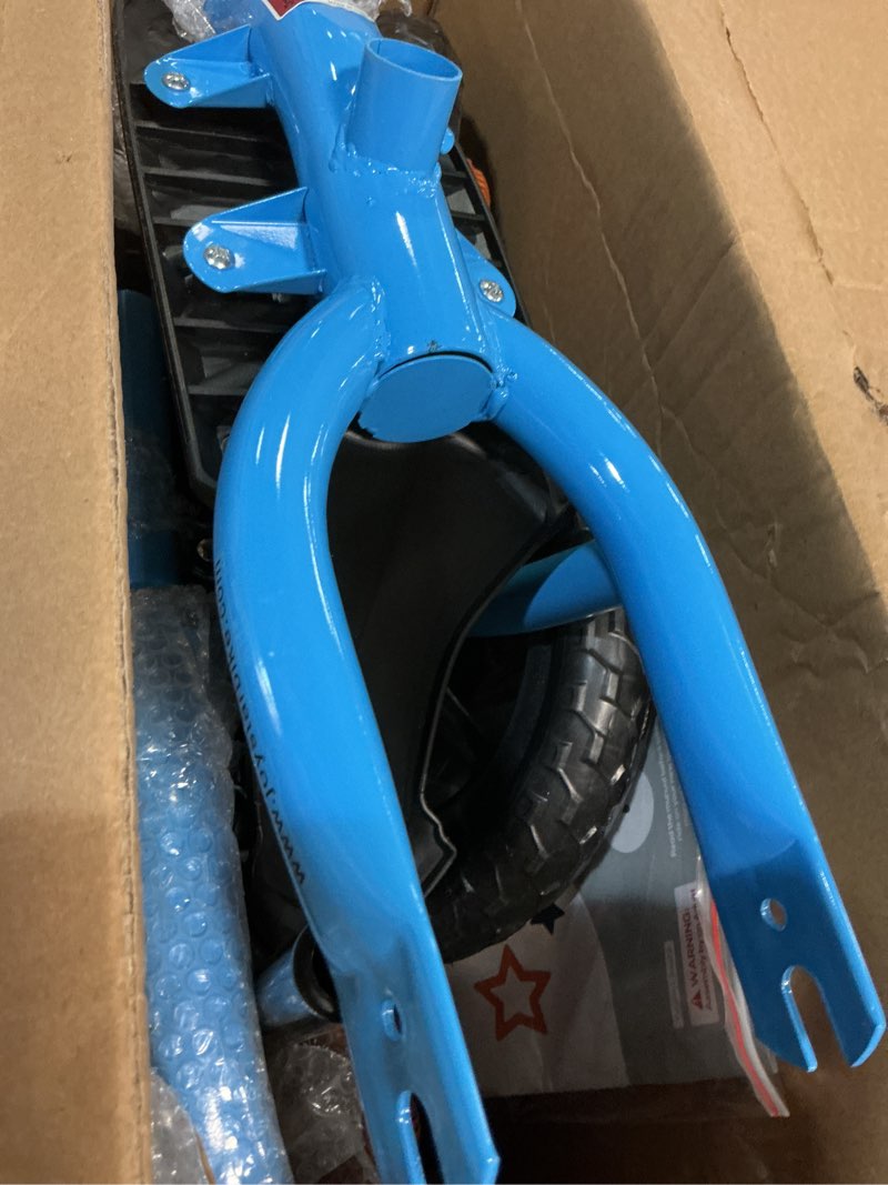 Condition photo showing As Is for joystar 10"/12" toddler balance bike for girls & boys, ages 18 months to 5 years, kids push bike with footrest & adjustable seat height, first birthday gifts for 2-5 boys girls blue 10 inch