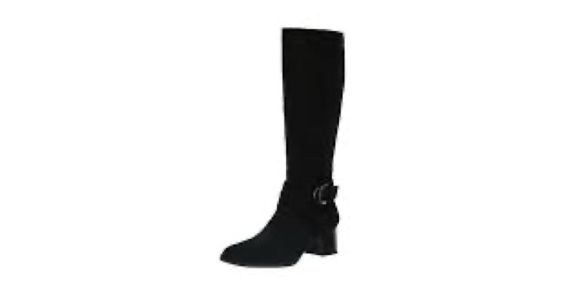 Anne Klein Women's Maia Heel Boot, Black Suede, 8.5 M