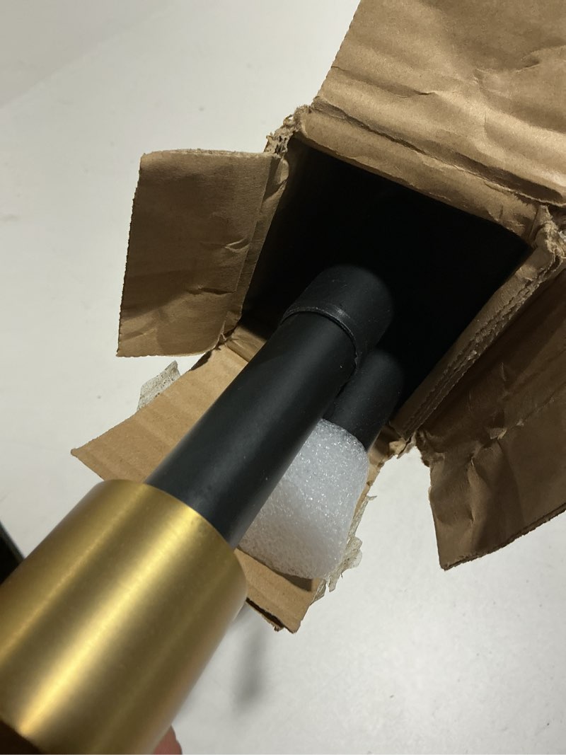Condition photo showing Good Condition for Drapery Window Curtain Rods 72 to 144 Inch, Modern Window Curtain Rod with Brushed Gold End Cap Finials,1" Window Treatment Curtain Rod for Wall and Ceiling Mount Black&Gold 72"-144"