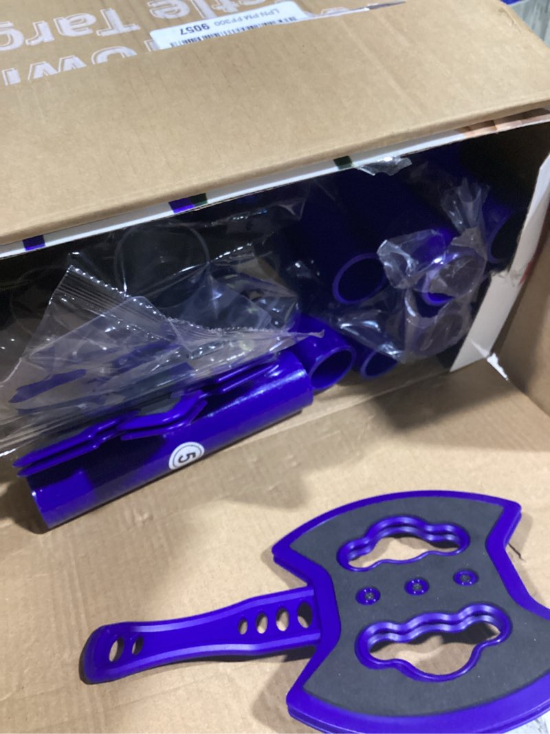 Condition photo showing Good Condition for Family Axe Throwing Game for Backyard Fun | Safe Bristle Target Set with 4 Axes & 4 Darts for Kids & Adults | Lightweight & Portable for Carnival, Camping, Party and Indoor/Outdoor Games Blue