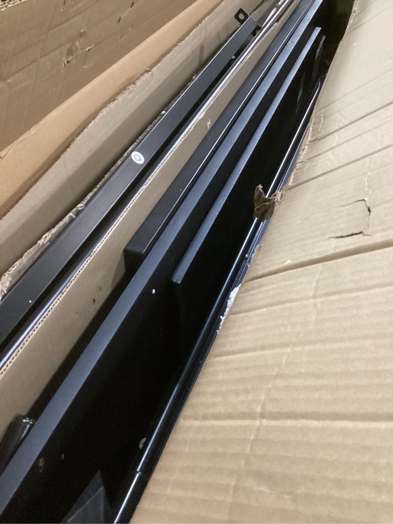 Condition photo showing As Is for (Incomplete,box 1 of 2)Shintenchi Full Size Loft Bed with Desk, Metal Frame with 2 Side Ladders, Storage Shelves, Safety Guardrail, Noise Free & Anti-Tilt Design, Space-Saving for Kids/Teens/Adults, Black Black Full with Desk