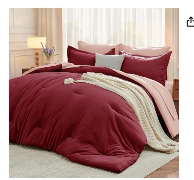 muxhomo 7 pieces queen comforter set, soft bed in a bag queen size, all season bedding set with comf