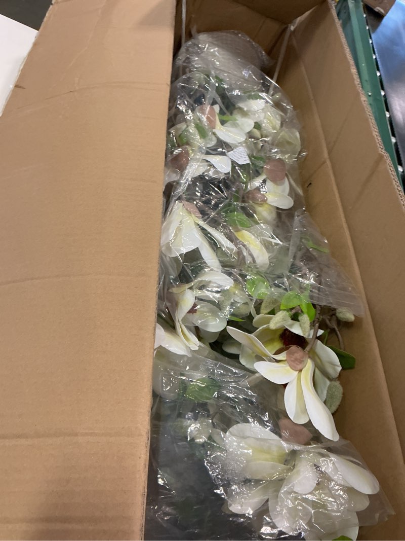 Condition photo showing New/Like New for 5FT Faux Magnolia Plants Artificial Flower Trees Fake Plants For Yard Patio Home Office Arrangement Decor Indoor Outdoor Artificial Magnolia Tree Inc. 120 Realisc Flowers Vivid Leaves Mosses White Pot 9in 5ft