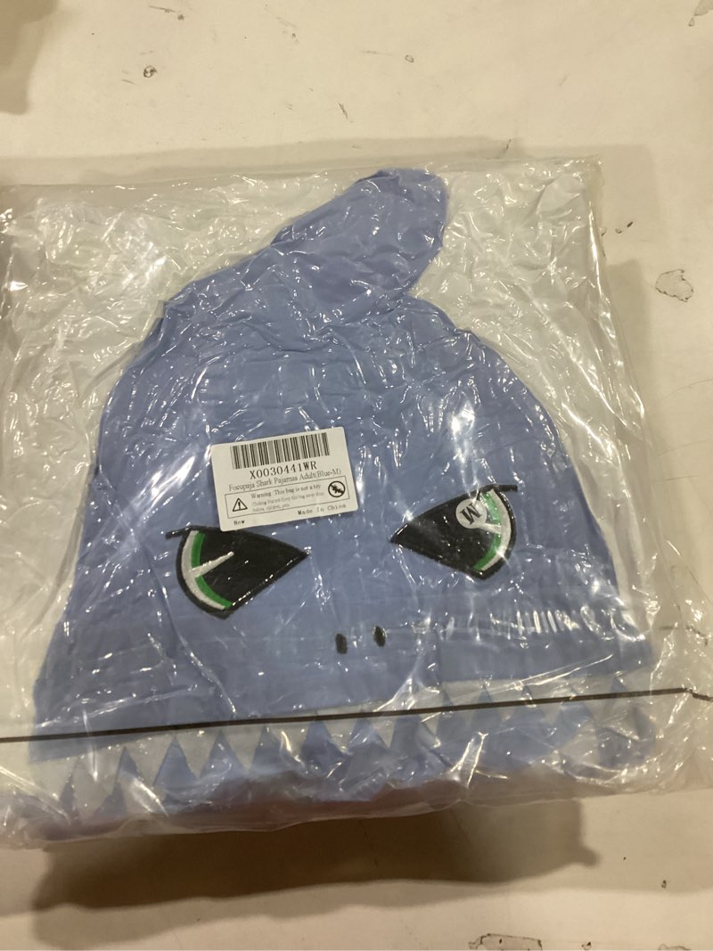 Condition photo showing New/Like New for Shark Pajamas Adult Animal Cosplay Costume Shark One Piece Cartoon Homewear Sleepwear Shark Onesie for Women Men Medium Blue