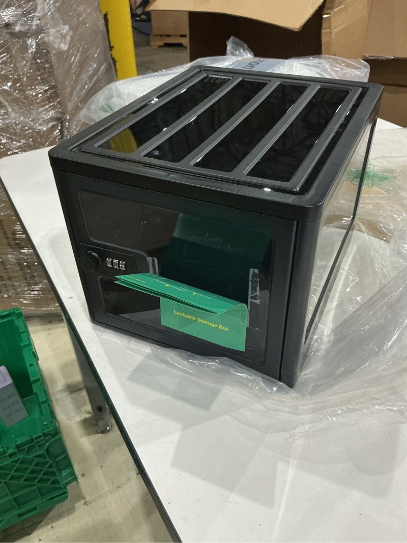 Condition photo showing Good Condition for uniclife black medicine lock box with combination lock 13 l large locking medication box lockable storage box for personal items phones food & snacks stackable fridge lock box for home office