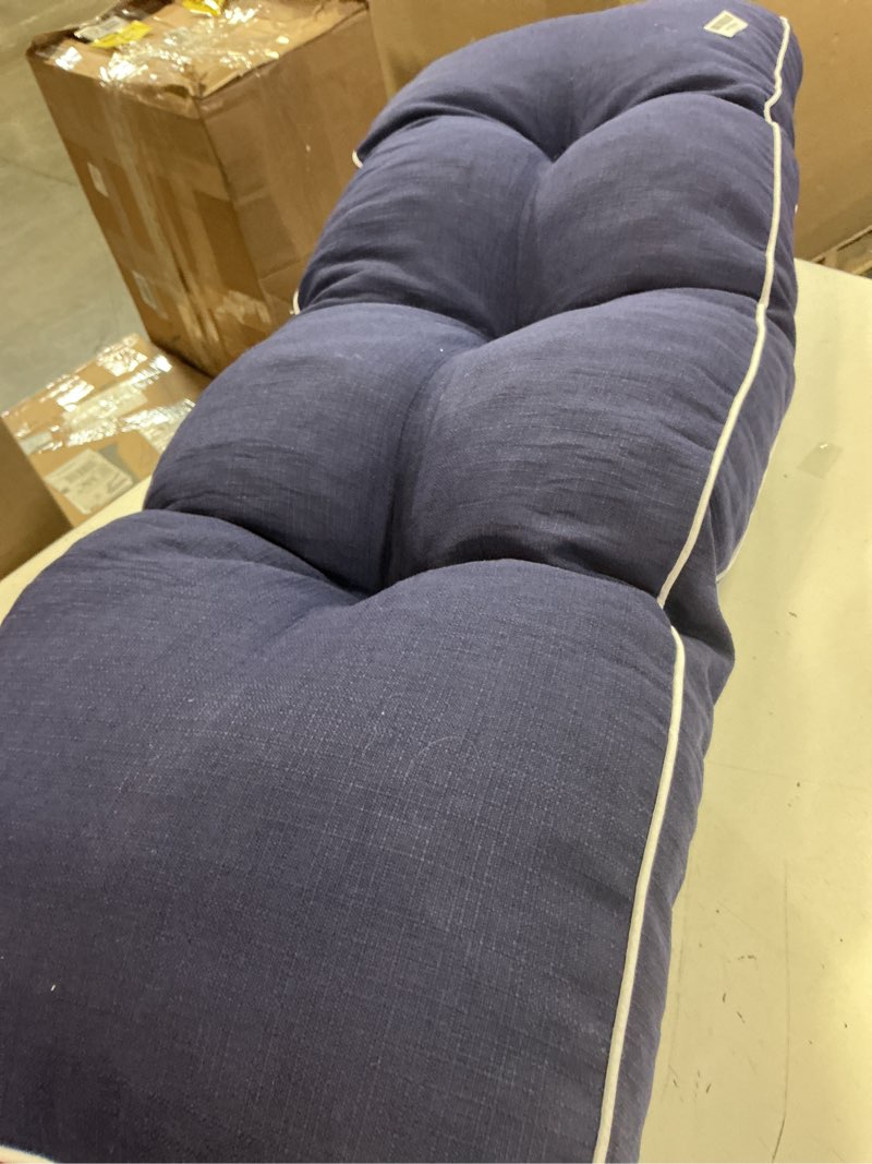 Condition photo showing Good Condition for favoyard indoor/outdoor bench cushion 48 x 16 inch waterproof & 3-year fade-resistant patio furniture cushions for garden porch swing chair tufted pad for sofa couch seat with ties, blue blue 48 x 16 in