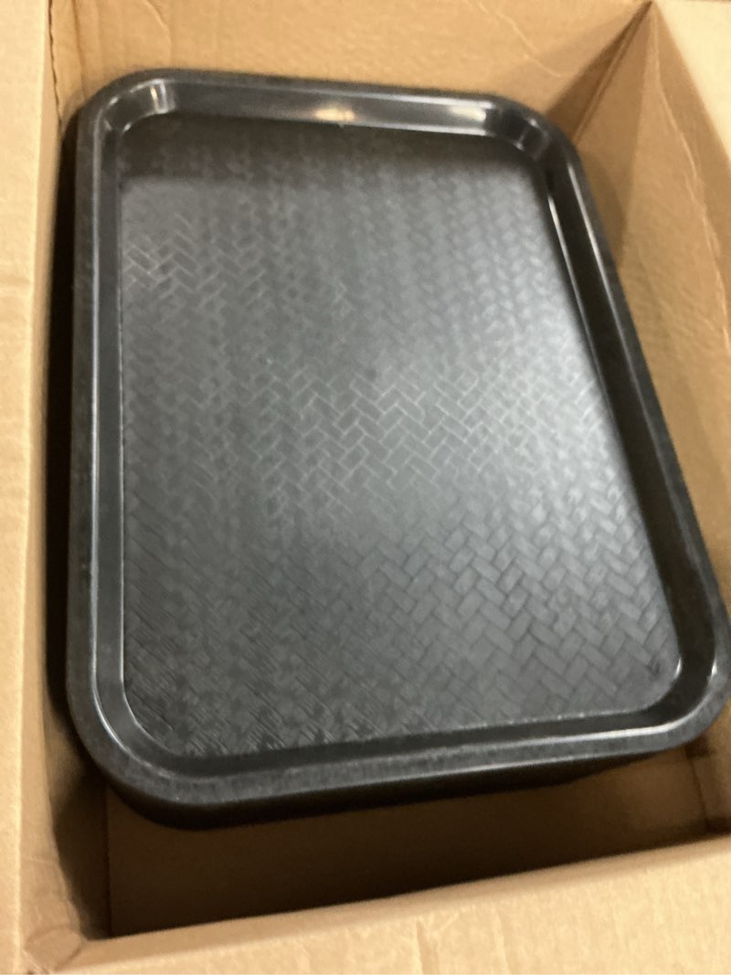 Condition photo showing As Is for carlisle foodservice products cfs ct121603 cafe standard plastic cafeteria/fast food tray, nsf certified, bpa free, 16" length x 12" width, black (pack of 24) black 24
