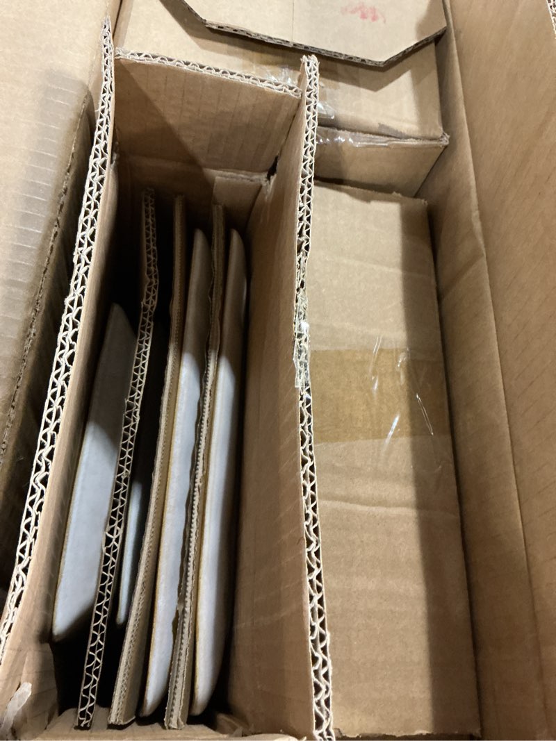 Condition photo showing Good Condition for Famiware Dinnerware Sets for 4, Ocean Square 12-Piece Kitchen Plates and Bowls Sets, Reactive Glaze, Microwave and Dishwasher Safe, Scratch Resistant, Cappuccino White