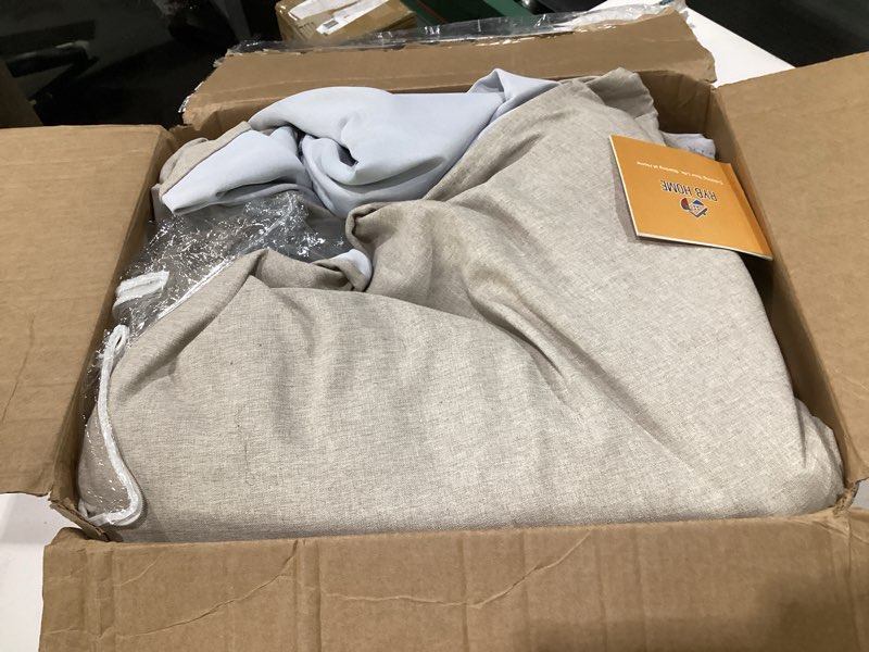 Condition photo showing Good Condition for RYB HOME 3 in 1 Soundproof - Blackout - Insulation Linen Curtains, Noise Blocker Energy Saving Curtains for Bedroom Living Room Door Drapes Studio Home Office, Taupe, W52 x L108 in, 2 Panels 52"W x 108"L (Pack of 2) Linen Taupe