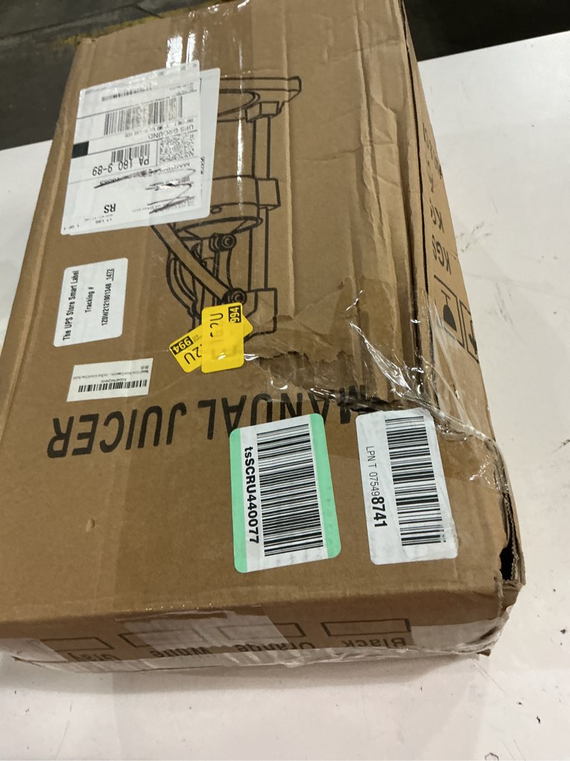 Condition photo showing As Is for manual cast iron citrus juicer,commercial hand press,heavy duty countertop squeezer for fresh orange lemon juice,stable when pressed,easy to use & clean (black)