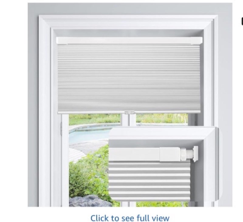 Project source 1-incordless vinyl mini blind 2.54 cm LazBlinds Cordless Cellular Shades, No Tools No Drill Blackout Honeycomb Shades Pleated Blinds for Windows, H, Silver White