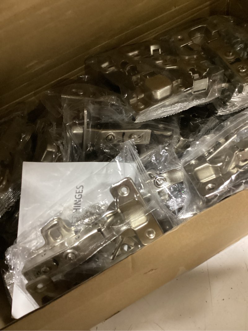 Condition photo showing Good Condition for chibery 50 pack full overlay soft close concealed frameless cabinet hinges, satin nickel, 105°, stop at will 45-105 degree, self closing, 3d adjustment, clip on, stainless steel for cupboard kitchen 50 full overlay