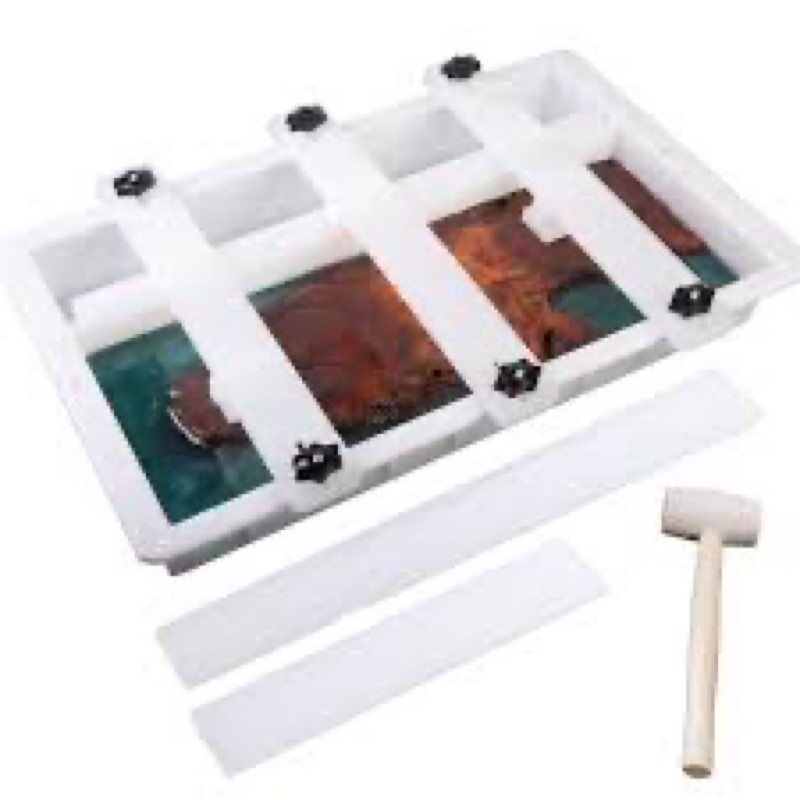 Kalinta Epoxy Mold with Divider Adjustable- 31.5x19.5x3in No-Seal Resin Mold Integrated Clamping Sys