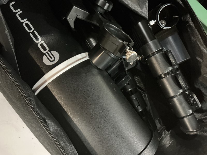 Condition photo showing As Is for telescope for adults & beginner astronomers - 80mm aperture 600mm fully multi-coated high transmission coatings with az mount tripod phone adapter, carrying bag, wireless control. 80600black
