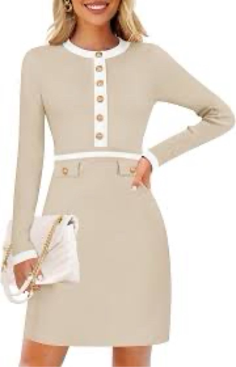 (XLZ) ZESICA Women's Fall L... Dresses, Apricot, Small New ZE524sdress213-Apricot-S