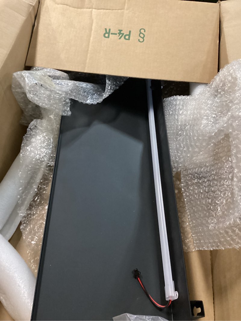 Condition photo showing As Is for SLVUAFRN Floating Display Shelf with Built-in Illuminated LED Light and Transformer, Metal Wall Mounted Light-Emitting Shelves, Lighted Display Stand for Entrance Bar Countertop Living Room Bathroom…