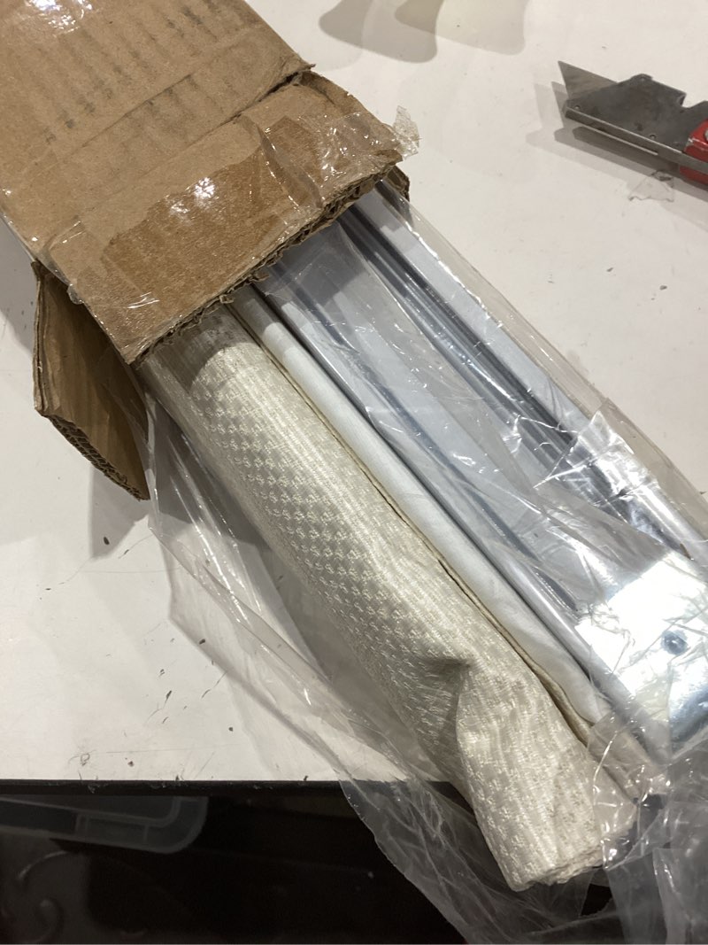 Condition photo showing Good Condition for madison park galen cordless roman shade, 34"w x 64"h, sheen ivory – room darkening, thermal insulated, energy efficient window blind with subtle sheen basketweave fabric for privacy room darkening basketweave sheen ivory 34"w x 64"h