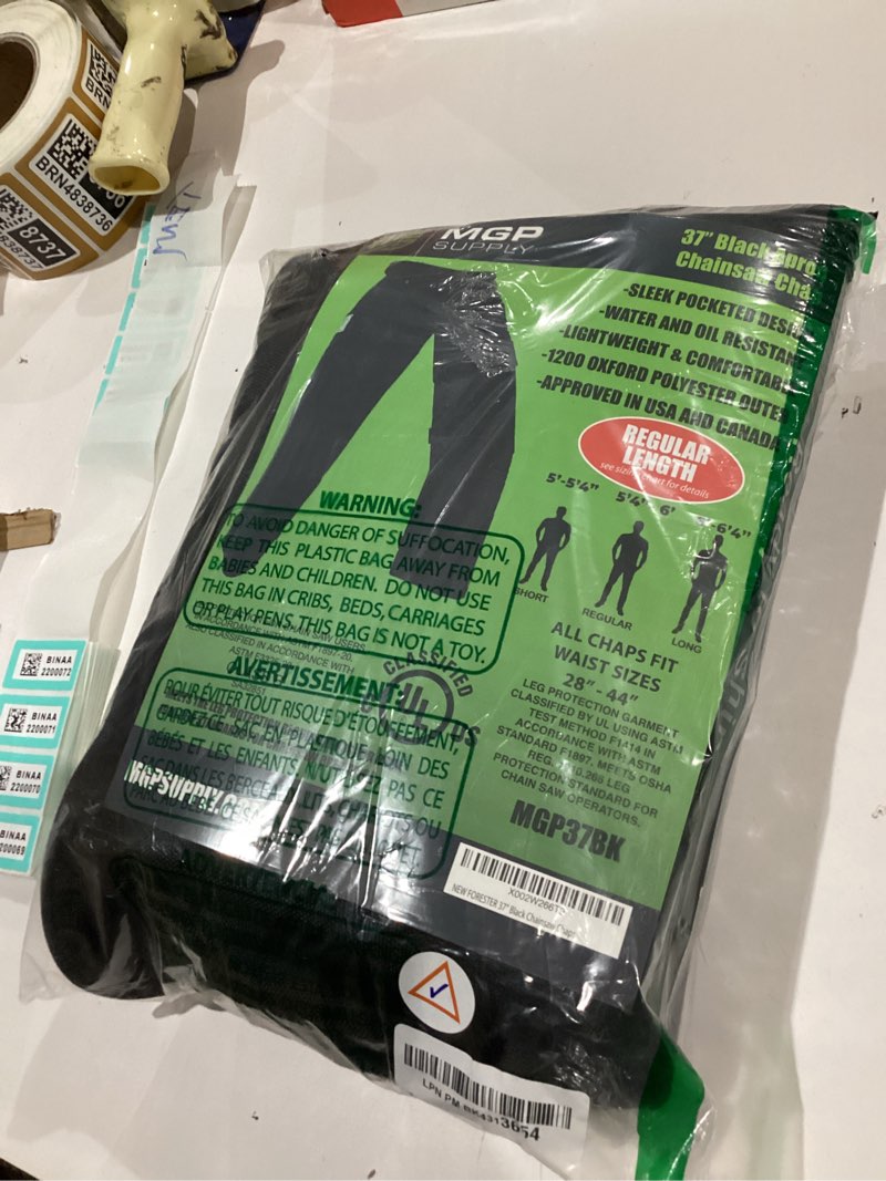 Condition photo showing Good Condition for FORESTER Chainsaw Chaps for Men & Women | Apron-Style Chaps with Pocket & Adjustable Waist | Chainsaw Safety Equipment 37in Overall Length Black