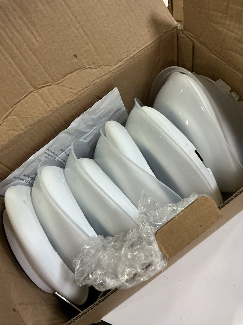Condition photo showing Good Condition for roshwey outdoor fence lights 6 pack solar gutter lights with 9 led waterproof for wall eaves deck railing garden landscape yard (warm white) 6pack-white lampshade,warm white