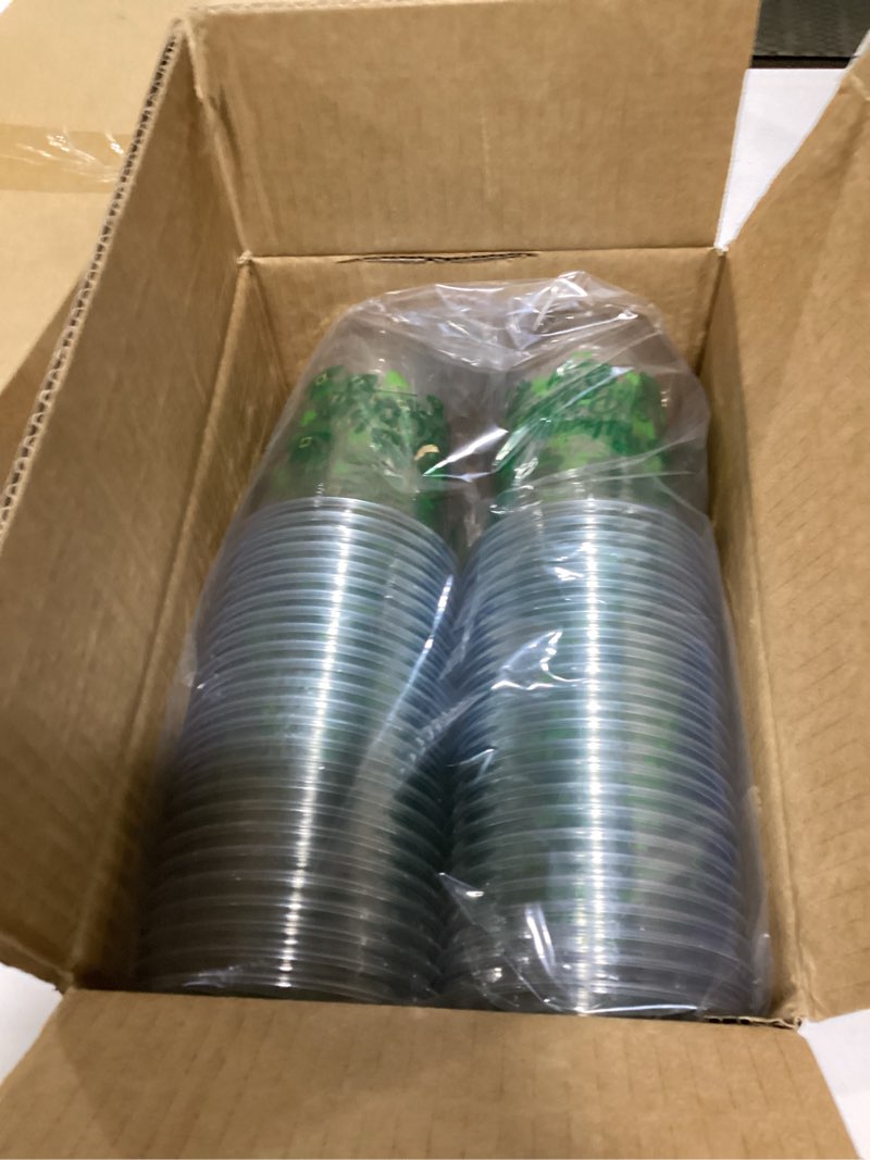 Condition photo showing New/Like New for 100 pcs christmas plastic cups 16 oz xmas red and green plaid disposable plastic cups christmas clear cocktail glasses for wedding winter candy beverage juice drinking snacks coffee party supplies 100pcs christmas plaid plastic cups