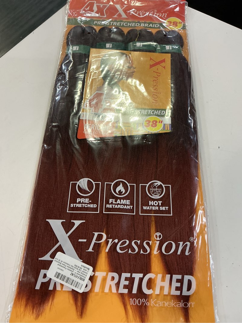 Condition photo showing Good Condition for sensationnel x-pression prestretched braiding hair - 3x braid 58 inch all kanekalon flame retardant synthetic braid for box braids and twists (4 pack, 1 jetblack) 4 pack 1 jetblack