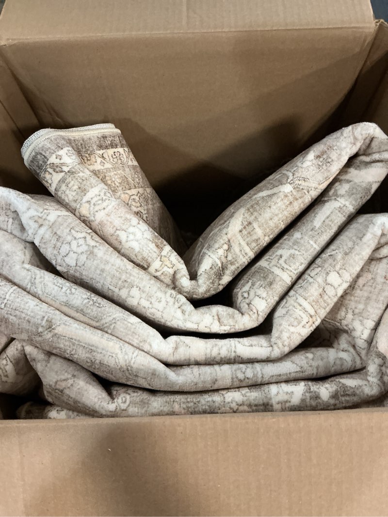Condition photo showing Good Condition for Collive Large Area Rug for Living Room 9x12, Neutral Boho Washable Area Rug 9x12 Non Slip Modern Farmhouse Bedroom Carpet Stain Resistant Ultra-Thin Low Pile Print Floor Mat for Dining Office - Beige Beige 9' x 12' (Rectangular)