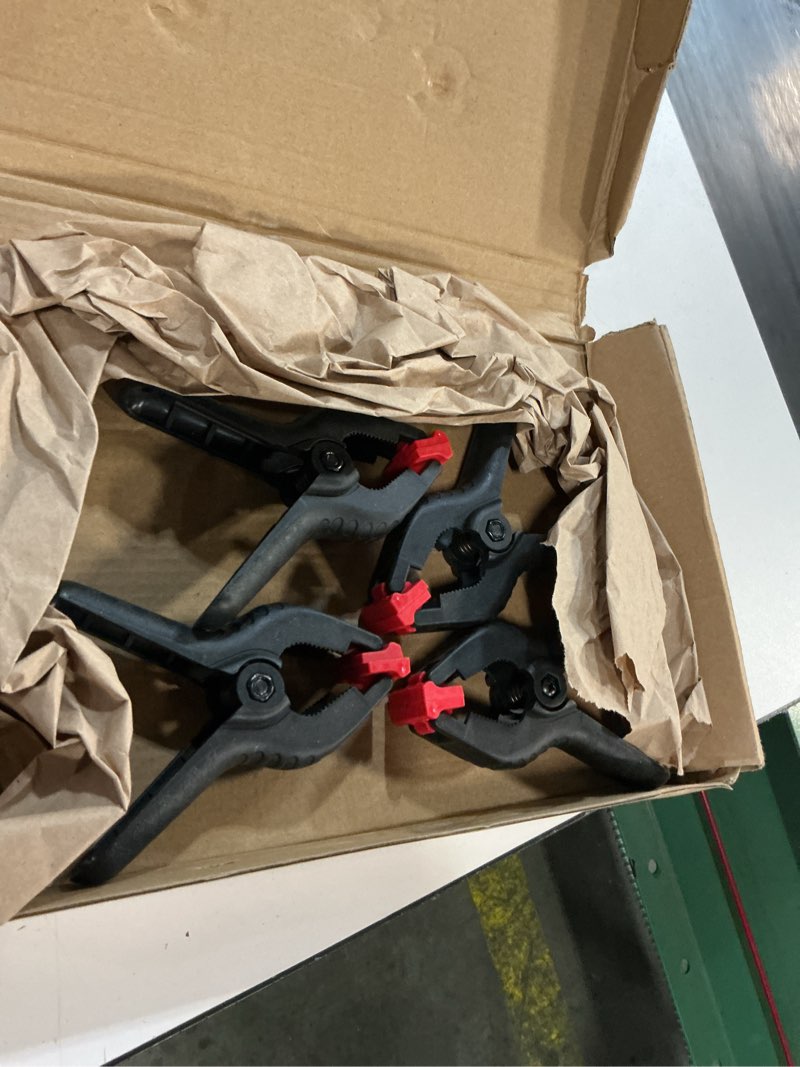 Condition photo showing Good Condition for tolesa heavy duty spring clamps 4 inch 4 pcs large wood clamps with 30lbs powerful clamping force deep throat nylon clamps for woodworking photography backdrop household use cover holding wood gluing
