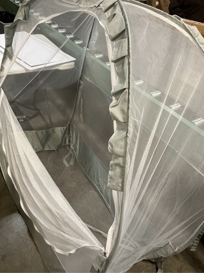 Condition photo showing Good Condition for crib tent crib net to keep baby in, pop up crib tent canopy keep baby from climbing out (55.2" l x 27.6" w x 51.6" h) gray crib tent