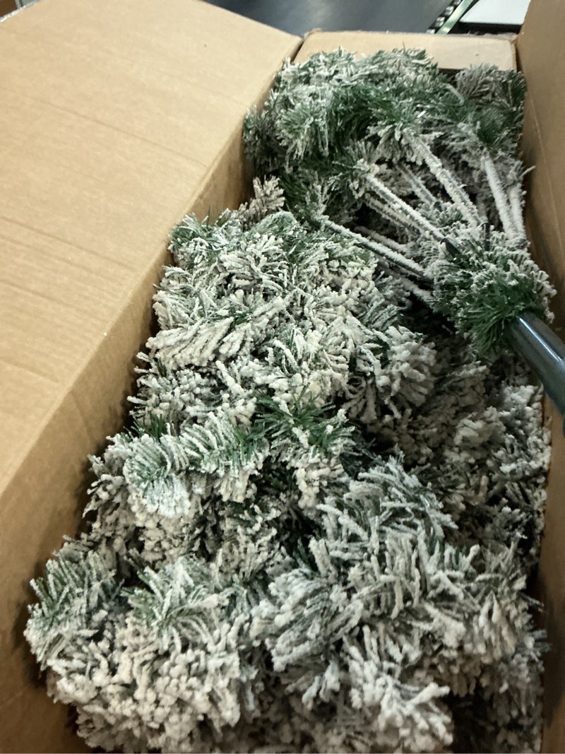 Condition photo showing As Is for 6 ft pre-lit artificial christmas tree, green christmas pine tree with 450 leds, 1309 branch tips,collapsible stand, switch foot pedal,pvc holiday trees with metal stand,easy assembly - xmas decor 6ft green