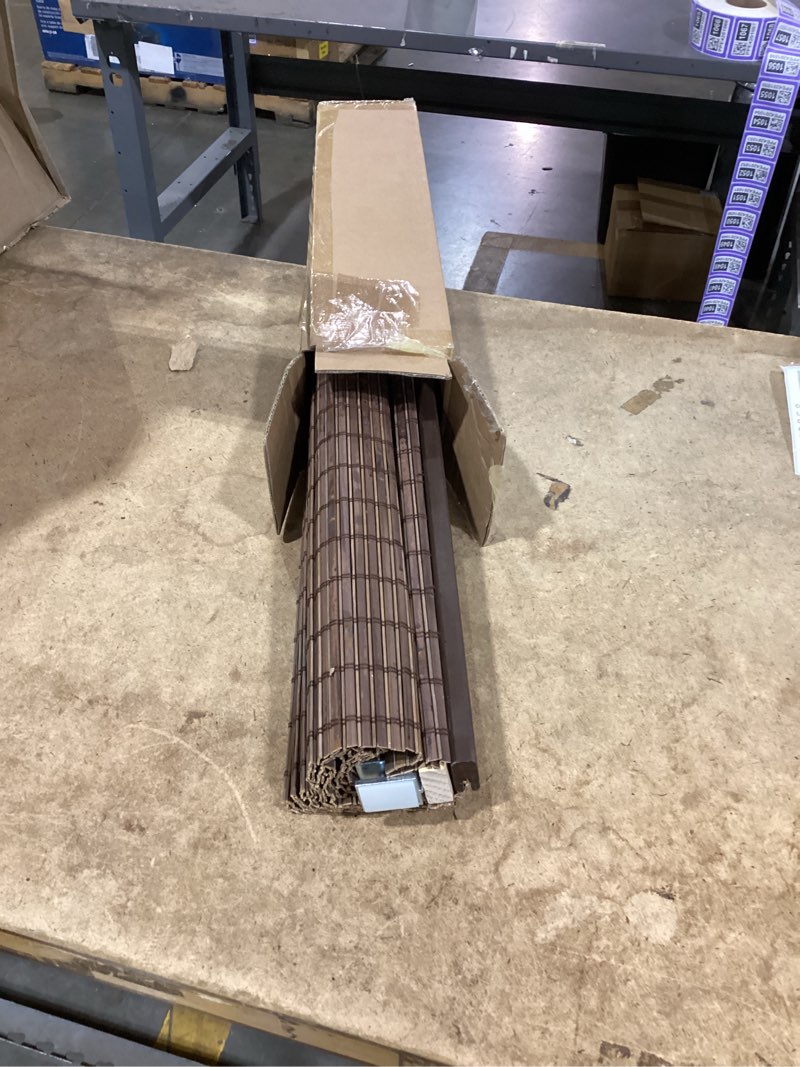 Condition photo showing Good Condition for lazblinds no-drill cordless roman shade - light filtering natural wood, easy install bamboo blind for windows 20" w x 64" h, malay walnut malay walnut 20"w x 64"h