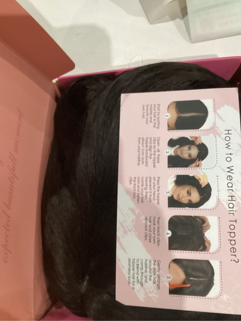 Condition photo showing Good Condition for PANEWAY Hair Toppers For Women 20inch Long Wavy Curly Hair Topper Darkest Brown Clip In Synthetic Wiglets Hair Pieces For Women 20 Inch Darkest Brown