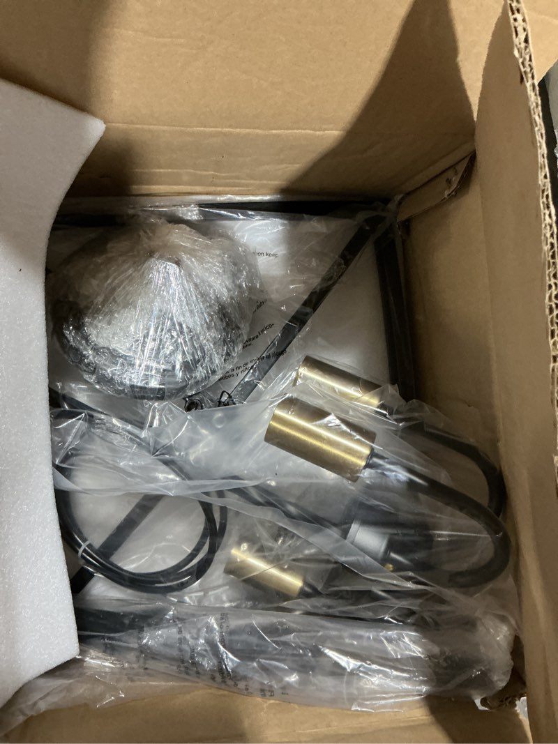 Condition photo showing Good Condition for Industrial Black Chandelier 4-Light Lantern Pendant Lighting Fixture for Over Table Dining Room Kitchen Island Foyer Hallway,E12 Max 60W,12.60in