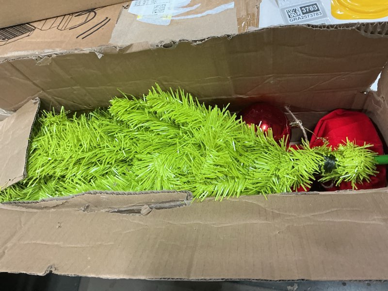 Condition photo showing New/Like New for 3 FT Small Christmas Tree Tabletop Decoration Whimsical Bendable Lime Green Christmas Artificial Tree with Red Ball Ornaments Xmas Holiday Desk Decoration for Home Office Table Fireplace