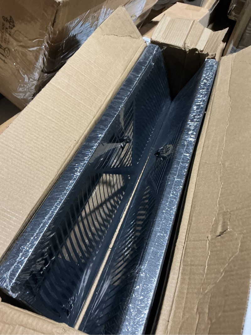 Condition photo showing Good Condition for 2 pack 18 inch baseboard register (duct opening size) - baseboard vent covers for home - easy adjust air supply lever floor baseboard diffuser (black) 18 inch black 2