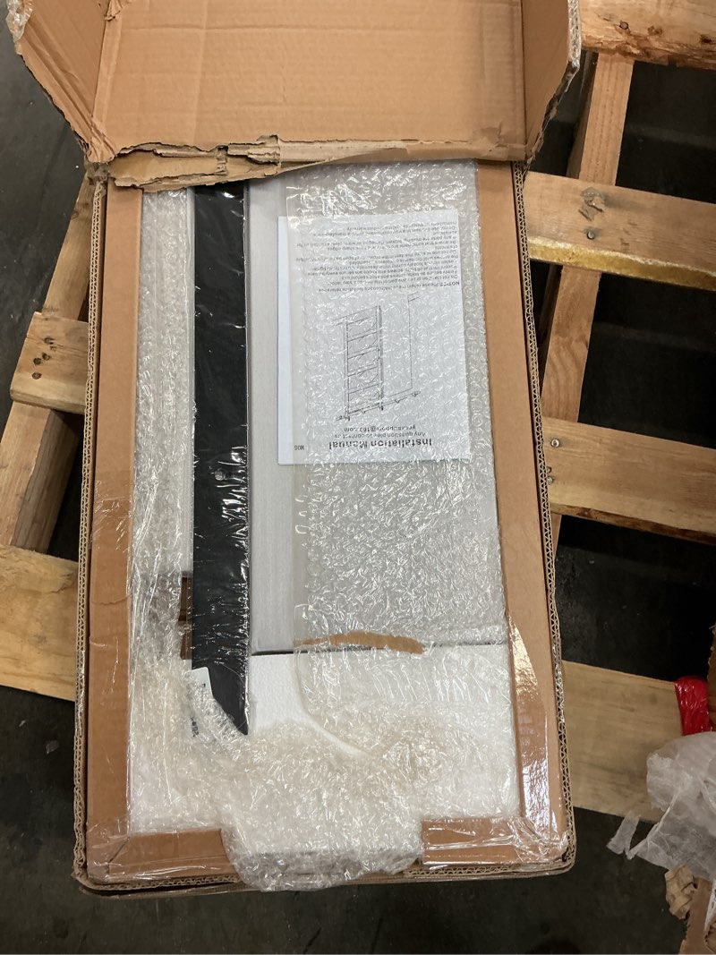 Condition photo showing New/Like New for 42x84 Inch Glass Sliding Barn Door Slab and 7ft Hardware Kit Included, 5 Frosted Glass, LVL Wood Panel Covered with White Water-Proof Scratch-Proof PVC Surface, Simple DIY Assembly 42"x84" Doors + 7' Track Kit White