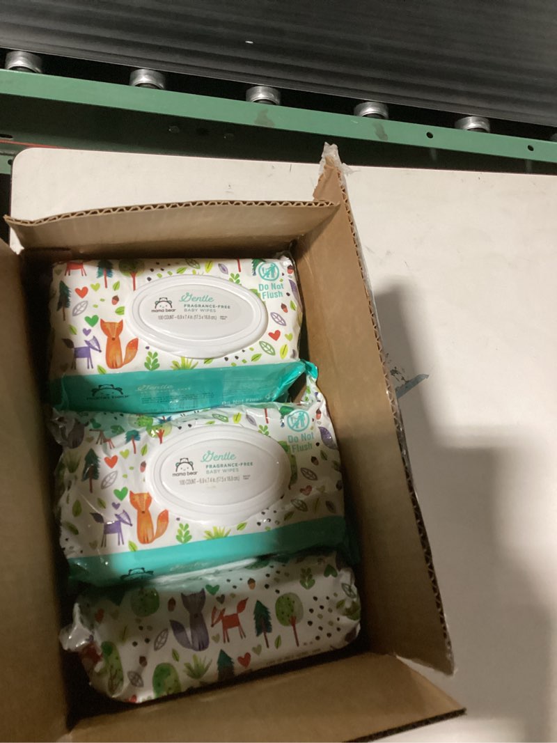 Condition photo showing New/Like New for Amazon Brand - Mama Bear Gentle Fragrance Free Baby Wipes, Hypoallergenic, Sensitive Skin, Unscented, 800 Count (8 Packs of 100) 100 Count (Pack of 8)