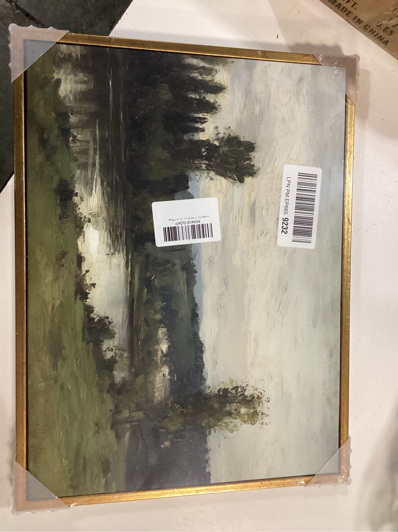 Condition photo showing New/Like New for InSimSea Golden Framed Vintage Canvas Wall Art Seventeenth Century Lady in White Dress Dark Toned 8x10in, Moody Portrait Victorian Woman Turned Away in Shadow Print, Farmhouse Rustic Home Decor 17th Century Lady 10"L x 8"W