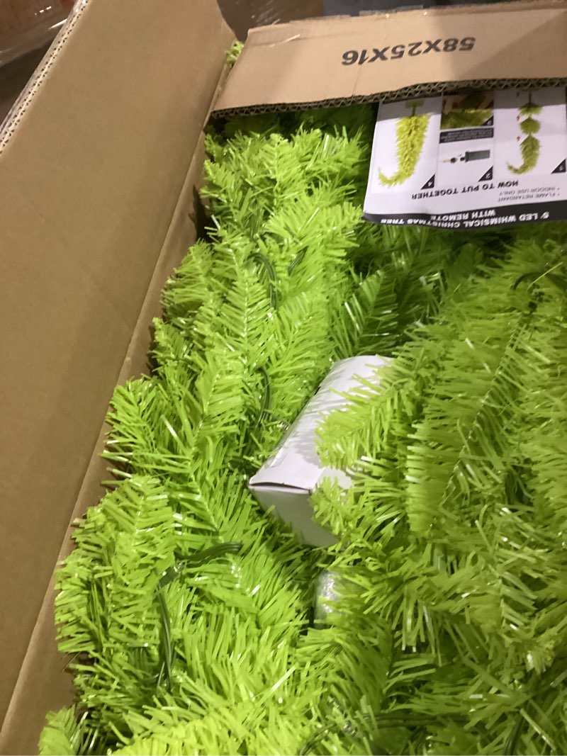 Condition photo showing Good Condition for Whimsical Christmas Tree - Christmas Decorations - 6ft Pre-Lit Artificial Tree with Timer Remote Control 150 LED Lights - Xmas Holiday Decor for Indoor Home Living Room Office Green