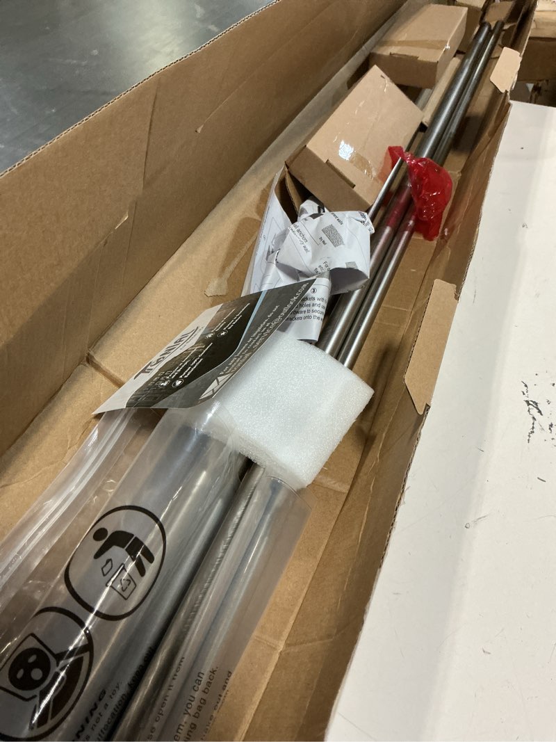 Condition photo showing As Is for tonial1 inch double curtain rods 72 to 144 inch (6 to 12 ft), heavy duty decorative drapery rod for windows 69 to 140 inches (5.75 to 11.7 ft) with classic cap finial, antique silver silver 72-144"
