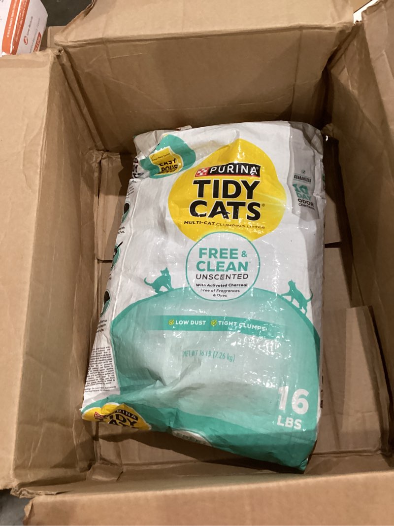 Condition photo showing New/Like New for purina tidy cats clumping cat litter odor control, free and clean unscented multi cat litter - 16 lb. bag
